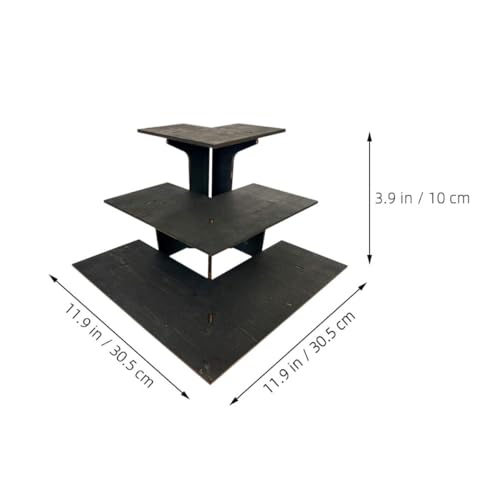Support d'étalage compact détachable en bois noir Holibanna 1 niveau