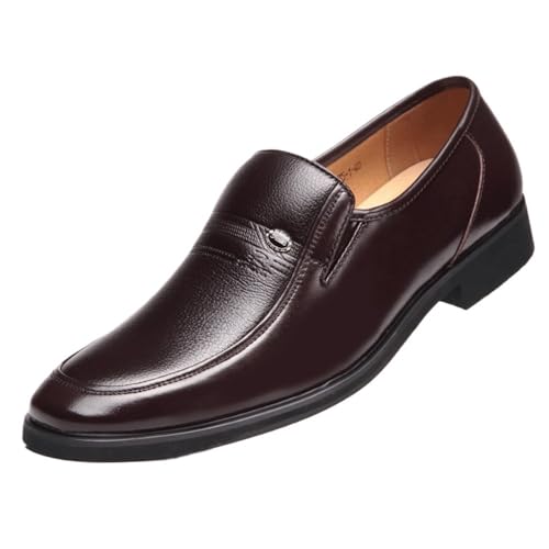 Mens Oxford Dress Shoes Business Non Slip Classic Breathable Top-Grain Leather Casual Slip-on
