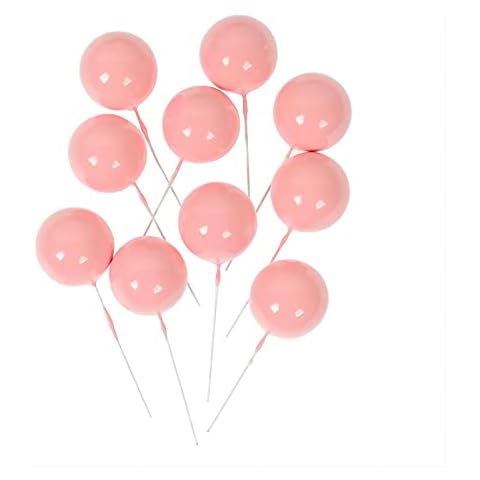 Mini Balloon Cake Toppers Round Pink Ball Cupcake Toppers Cake Decorations for Birthday Wedding Anniversary Valentines Party Cake Decoration Supplies 25 PCS (Pink Cover