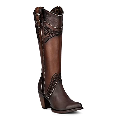 Cuadra Women's Tall Boot in Bovine Leather with Zipper Brown2