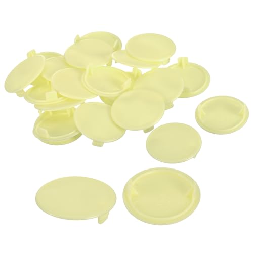 Image of uxcell 20Pcs Hinge Hole Covers, 35mm(1 3 /8 inch) Dia Plastic Concealed Hole Cover Round Flush Type Caps for Furniture Cabinet Cupboard, Yellow