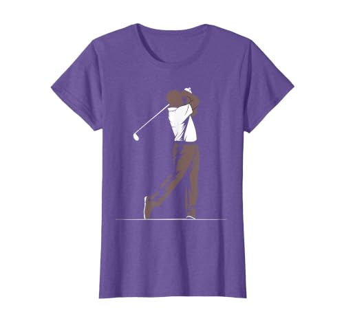 African American Golfer Black History Month Melanin Golfing T-Shirt, Women, Purple Heather, Large