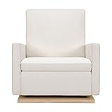 Babyletto Cali Pillowback Chair and a Half Glider in Performance Cream Eco-Weave with Light Wood Base, Water Repellent & Stain Resistant, Greenguard Gold and CertiPUR-US Certified