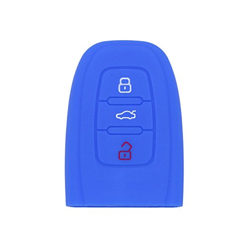BROVACS Silicone Cover Protector Case Holder Skin Jacket Compatible with AUDI 3 Button Smart Remote Key Fob CV9821 Deep Blue - Image 2