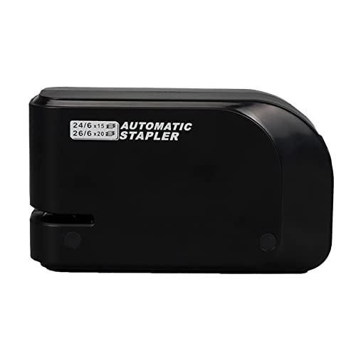 Elektrisches Heftgerät, automatische Papierbindemaschine, 20 Blatt, Kapazität 26/6 oder 24/6 Heftklammern, batteriebetrieben oder AC-Adapter für Büro, Schule, Zuhause, Schwarz Cover