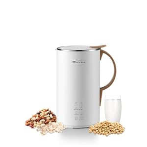 OK MOKKOM Automatic Nut Milk Maker 20 oz Soy Milk Maker, Homemade Almond, Oat, Coconut, Soy, or Plant-Based Milk Dairy Free Beverages, Almond Milk Maker with Delay Start/Boild Water/Self Clean – White