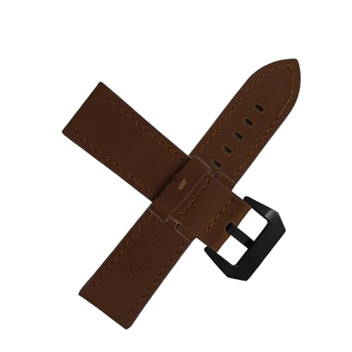 Image of RAYYN inchPOLLO THICK - LEATHER WATCH STRAP / / FOR 20MM, 22MM, OR 24MM (CHOOSE YOUR SIZE & COLOR) (Brown, 26 MM)