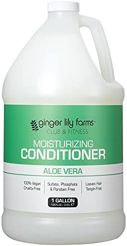 Ginger Lily Farms Club & Fitness Moisturizing Conditioner for Dry Hair, 100% Vegan & Cruelty-Free, Aloe Vera Scent, 1 Gallon (128 fl oz) Refill, white