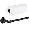 MyGift Industrial Pipe Matte Black Metal Paper Towel Holder Under Cabinet or Wall Mounted Kitchen Towel Rack