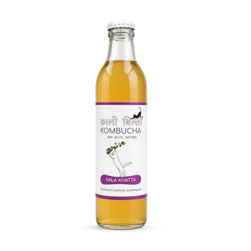 Image of KAALI BILLI Kombucha Kala Khatta, Pack of 1 | Fermented Tea, All Natural, Gut Healthy Drink | 1 x 250ml | Vegan, Preservative free, Low calorie, Low sugar