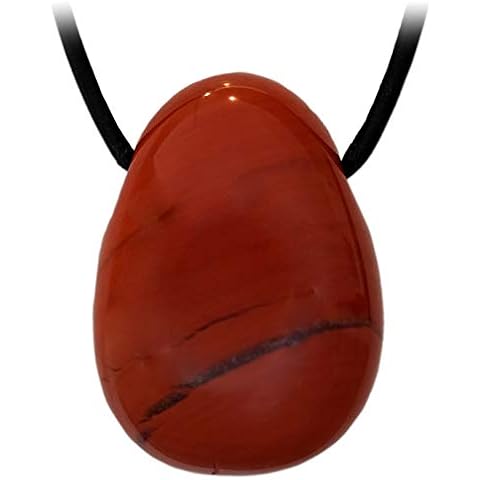 Kaltner Präsente Cadena de Piel con Colgante de Piedra Preciosa Jaspe Rojo Cover