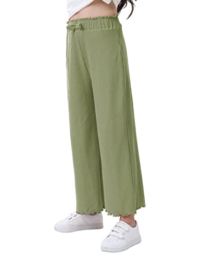 Image of V.&GRIN Girls Wide-Leg Pants, Cropped Summer Flowy Dress Lounge Stretchy Palazzo Pants for Girls 7-16 Years