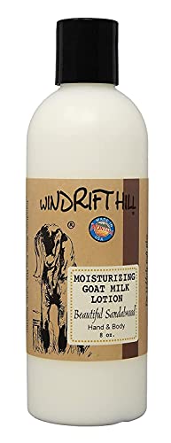 Windrift Hill (Beautiful Sandalwood) Moisturizing Goat Milk Hand & Body Lotion With Essential Oils 8 Ounce Bottle