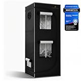 HOMEKING Tenda da coltivazione 60 x 60 x 180 cm – Tenda da allevamento per idroponica 1680D riflettente Grow Box Serra per interni per sistema idroponico, finestra di visualizzazione (versione grigia)