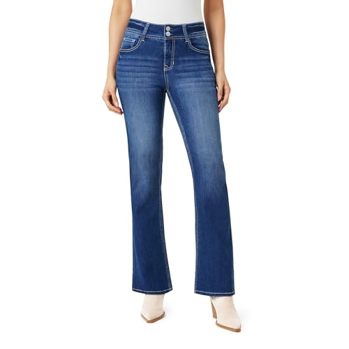 Angels Forever Young Women's Everflex Curvy Bootcut Mid-Rise Bling Jeans (Available in Plus Size), Canyon