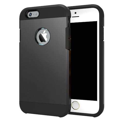 TECHGEAR iPhone 6S, 6 Case - TOUGH ARMOURED Dual-Layer Slim Tough Protective Case with Cut-Out for Logo Compatible with Apple iPhone 6S, iPhone 6 (4.7") (BLACK)