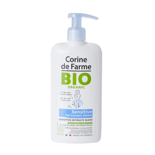 Corine de Farme - Gel Intime Sensitive, Certifié Bio avec ECOCERT COSMOS Organic, Toilette Intime Peaux Sensibles, Fleurs d’Amandier, Aloe Vera, Sans Savon, Fabriqué en France 250 ml