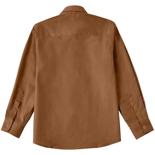 Image of Boys' Button Down Dress Shirts Kids Long Sleeve Solid Collared Uniform Shirt for Toddler Boy (Size 2T-20)