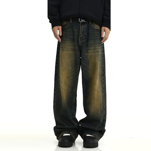 Jeans for Men Fashion Straight Leg Jeans Skater Denim Pants Casual Loose Fit Trend Streetwear Long Trousers2