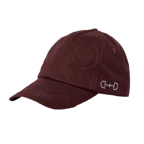 HORZE Kids' Adjustable Cap with Crystal Equestrian Detail - Red Mahogany Burgundy - Kids