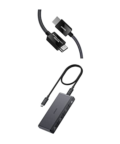 Anker Usb C Hub, 556 Usb-C Hub (Usb4, 8-In-1) With 1.6Ft Usb4 Cable, 10 Gbps Usb-C And Usb-A Data Ports, 8K Hdmi And Displayport & Anker 8K@60Hz Hdmi Cable, Ultra High Speed 4K@120Hz 48Gbps 6.6 Ft #TOP16