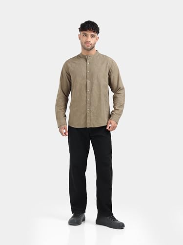 Image of StitchX Men's Full Sleeve Mandarin Collar Jacquard Shirt