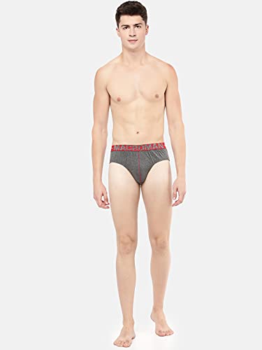 Image of Macroman Salsa Classic V-Brief for Men, (Pack of 2,L) Compact Cotton Underwear with Contour Pouch, Soft Waistband & Anti-Microbial Finish, Black Melange