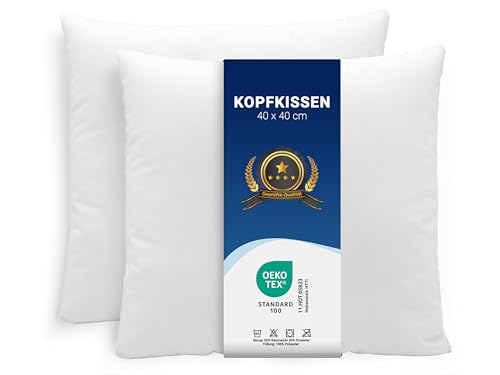 ZOLLNER 2er Set Kissen - Made in Europe – Polyesterfüllung - Bezug aus Mischgewebe - waschbar bis 95°C - 40x40 cm - Hotelqualität - Oeko Tex® Zertifiziert