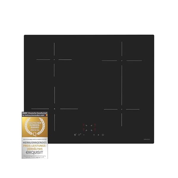 Exquisit Kochfeld EKI 600-SF-B-380 | Induktion | Touch | Timer | 4 Kochzonen | Rahmenlos | 7000 W