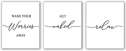 Wash Your Worries Away Print - Unframed, Printable Bathroom Art, Bathroom Quotes, Get Naked, Relax, Bathroom Wall Art, Bathroom Print SetOf 3, Bathroom Prints (Wash Your Worries Away, 8