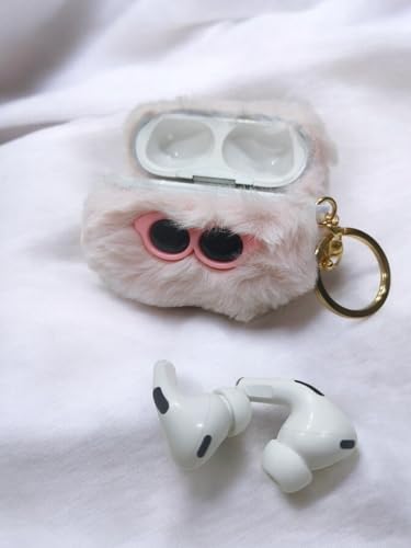 Image of SE HUB Airpods Pro 2 Case Cover Keychain for 2Nd Generation Fur Eye Design Shock Proof 360-degree Protection Case Cover Soft Skin Silicone Compatible 3D Design Headphones Case (Instagram)- Pink