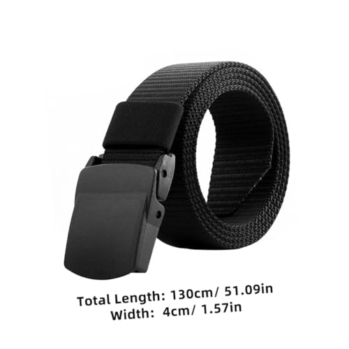 NOLITOY Men's Canvas Adjustable Belt Quick-release Plastic Buckle for Outdoor Activities for Hiking Hunting and Sports No Design for Waist Black2