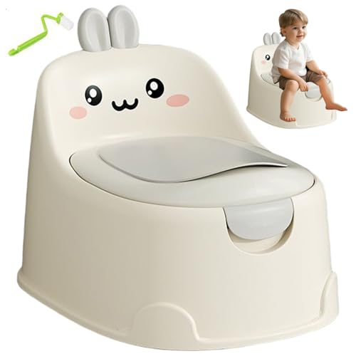Orinal para niños con asa Orinal para niños pequeños en forma de conejo con cajón Inodoro y cojín de PU Silla de entrenamiento para antideslizante a prueba de salpicaduras para de 0 a 6