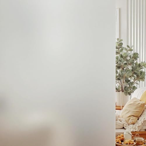 Fensterfolie Selbsthaftend Blickdicht Milchglasfolie Selbstklebend Fenster, Statische Sichtschutzfolie Badzimmer, Matt Glasfolie Fenster (weiß, 40 * 200cm)