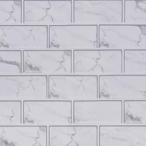 Hopepak Gray/White Marble Wallpaper, Peel and Stick Backsplash, Vinyl, 17.7x118 inch, Kitchen Bathroom Decor, 14.5 sq ft, Self-Adhesive, Removable Cover