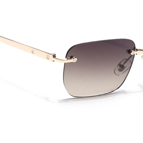 Image of Voyage Rimless Polarized Sunglasses for Men & Women (Black Lens | Black Frame - MG7601)