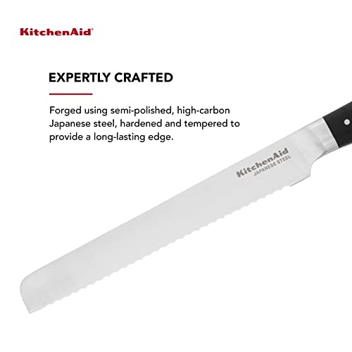 KitchenAid Faca Santoku de rebite triplo forjado Gourmet com tampa de lâmina personalizada, faca de