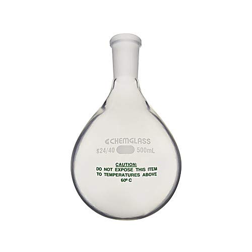 Chemglass CG-1512-P-07 Series CG-1512-P Heavy Wall Evaporating Flask, Single Neck, 24/40 Outer Joint, 500 mL Capacity, Plastic Coated
