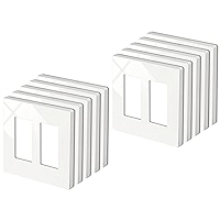 BESTTEN USWP4 Lot De 2 Plaques Murales Sans Vis De Taille Moyenne à 4 Bandes, Couvercle De Prise De Courant Midway Decorator, Plaque D'interrupteur Blanc Brillant, Plaque Frontale Décorative Quadruple