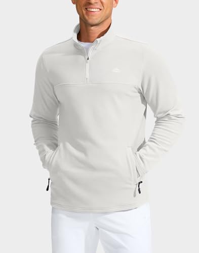 Pudolla Men's Quarter Zip Pullover with 2 Pockets Fleece Warm Soft Golf Sweatshirts for Running Athletic Workout2