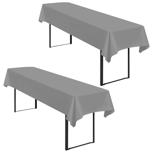 2 Stück Tischdecke Bierzeltgarnitur 100 x 250cm Biertisch Tischdecke wasserdichte Polyester Tischdecken grau Biertischdecke für 50 und 70cm Biertische Rechteckige Tischdecken für Hochzeitsfeiern