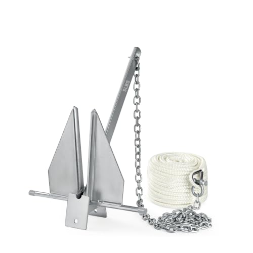 MUS-LEX Heavy Duty Boat Anchor Kit with a 5 lb Danforth Anchor Anchor Chain Rope and Shackles Fluke Anchor for Pontoons Dinghies Fishing Boats Bass Boats Sport Yachts