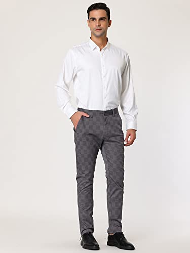 Lars Amadeus Men's Plaid Dress Pants Slim Fit Flat Front Business Check Trousers3