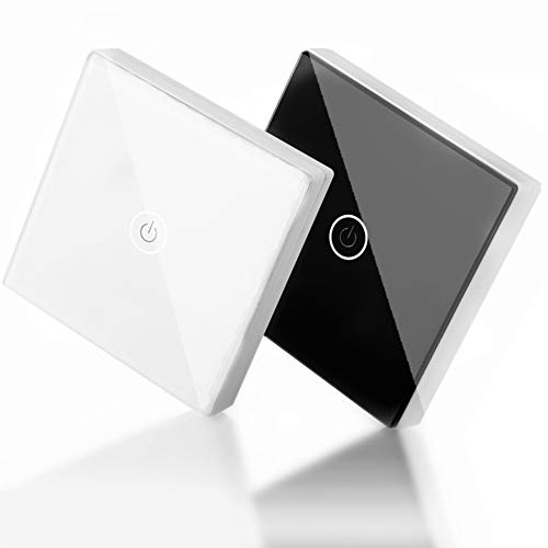 Interruttore della Luce Smart Wifi, Interruttori a Parete di Intelligenza Wireless Touch, Pannello Interruttori a Muro per Luce Tattile Wireless 12v 1 Via con Ricevitore per Smart Home(bianco)