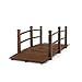 GOPLUS Holzbrücke, Gartenbrücke aus Tannenholz mit Geländer, Teichbrücke bis 150 kg belastbar, Dekorbrücke braun für Teich, Garten und Hof, 172×75×58,5 cm