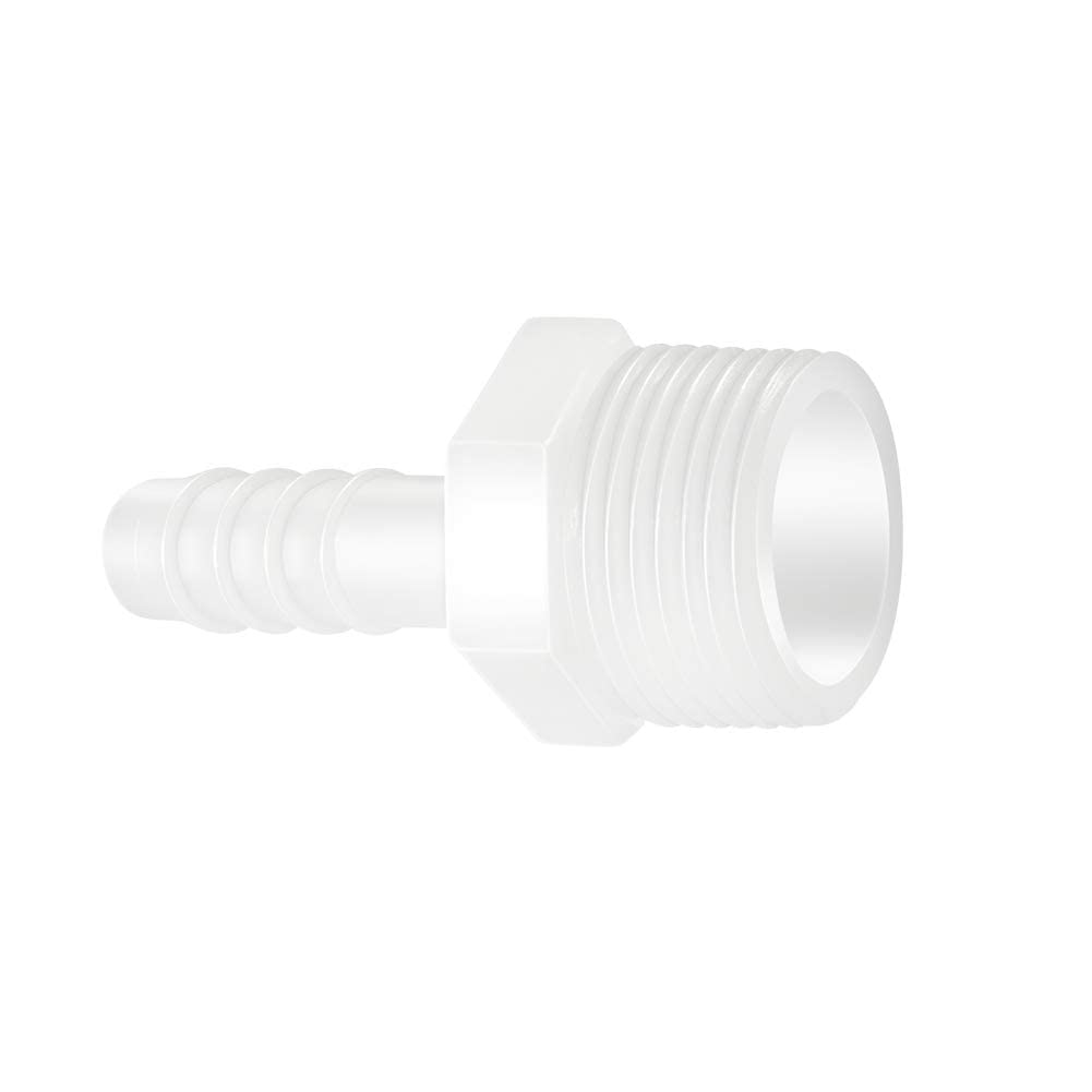 Quickun Raccordi in plastica per tubo flessibile da 3/8 a 3/4 maschio filettato bianco raccordo raccordo raccordo (confezione da 5