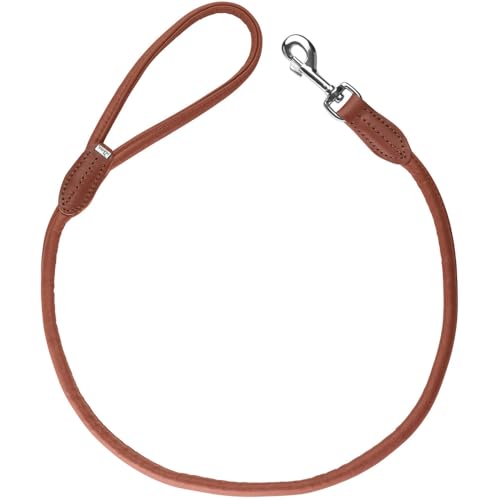 HUNTER Hundeführleine Round & Soft Canadian UP, Farbe: Cognac, weiches, geschmeidiges Leder, Handschlaufe, rundgelegt, nachhaltig, Made in Germany, Größe: 6/110