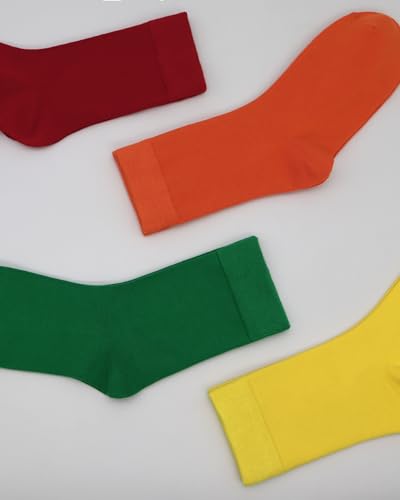 Womens Combed Cotton Color Thin socks Viscose- Breathable Soft Crew Casual Socks Comfort Gift 4 Pairs4