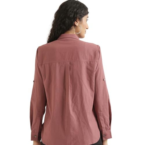 Image of SAADAA Airy Linen Shirt | Solid Regular Fit Casual Shirts Stylish for Women