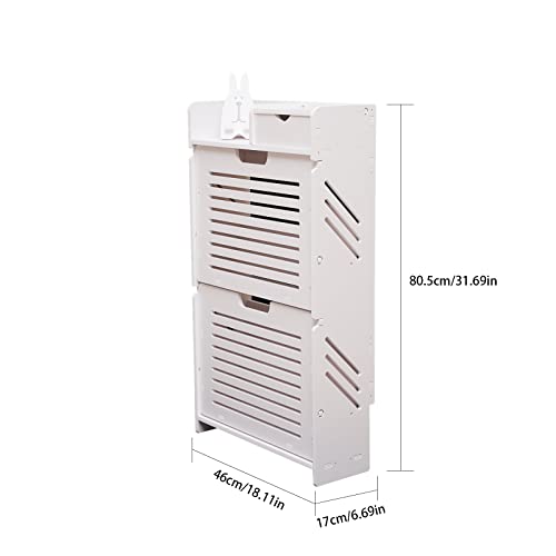 Dnysysj Ultra Slim Tipping Bucket Shoe Storage,2-Tier White Pvc Tipping Bucket Shoe Cabinet Storage Freestanding Lightweight Shoe Rack Storage Organizer For Entryway, Hallway,Etc #TOP6